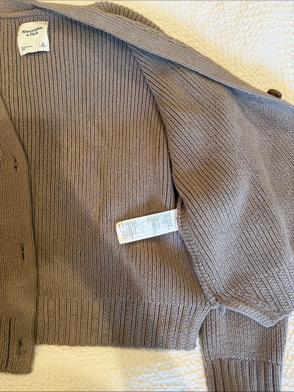Abercrombie And Fitch Taupe Button-Up Knit Cardigan - Picture 3 of 5
